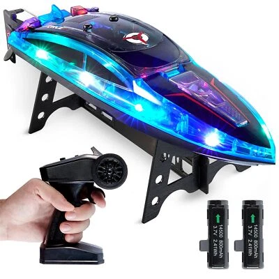 Velocity Pro LED RC Boat- Remote Control Boats for Adults and Kids, Underwater S - Image 1 of 4
