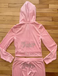 NEW! JUICY COUTURE Velour OG Bling Tracksuit Hoodie & Pant Set Whisper Pink S - Picture 1 of 6
