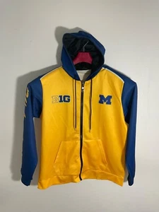 University Of Michigan Big M Full-Zip Hoodie Jacket Yellow & Blue Mens S - Picture 1 of 2