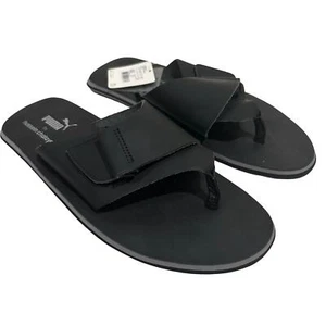 Rare Puma by Hussein Chalayan Black Leather Slip-On Strap Sandals US Size 8 NWT - Picture 1 of 5