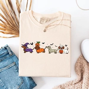 Cute Dachshund Halloween Shirt, Funny Ghost Dog Tee, Spooky Dog Lover Gift - Bild 1 von 7