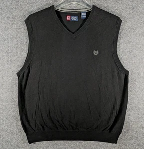CHAPS V-Neck Sweater Vest 100% Cotton Men's XXL Black Classiccore Preppy EUC  - Picture 1 of 14