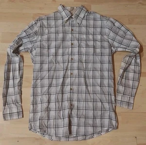 Camisa retro Wrangler para hombre pequeña blanca gris a cuadros occidental manga larga abotonada - Imagen 1 de 1
