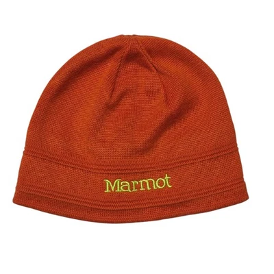Marmot оранжевый вязаный Beanie шляпа вышитый логотип теплый зимний открытый - Изображение 1 из 4