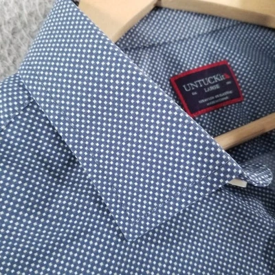 UNTUCKit Shirt Mens Large Performance Blue Dot Nylon Spandex Sport Tech Benham - Image 1 of 4