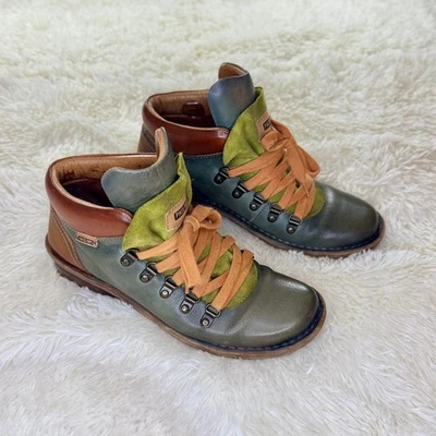 Pikolinos Uraguay Leather Hiking Boots Green Brown Orange EU 39 US 8.5 Gorpcore - Image 1 of 4