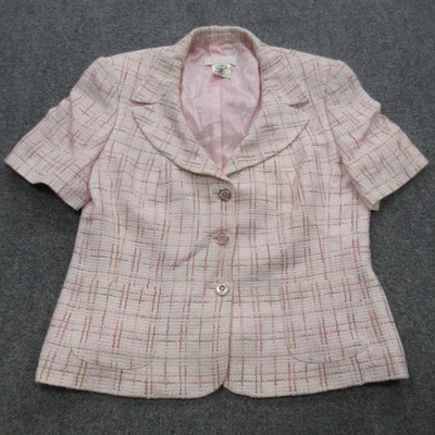 Blazer Escada Mujer 42 Rosa Manga Corta Tweed Chaqueta Clásica Margaretha Ley Foto 1 de 4
