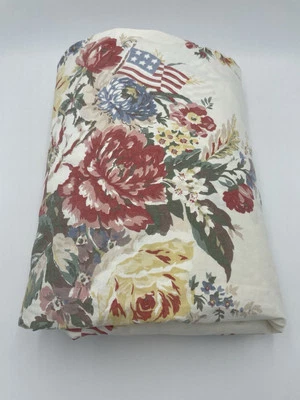 Sábana Ajustable Vintage Ralph Lauren Dylan's Grove Banderas Patrióticas Floral REY Foto 1 de 4