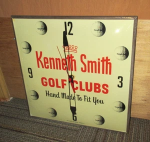 Vintage KENNETH SMITH Golf Clubs Clock Made By Pam RARELY SEEN ~ Works ~ WOW! - Picture 1 of 14
