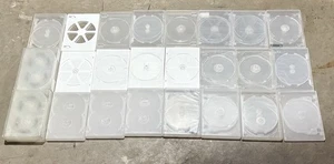 Posten von 24 Kunststoff DVD/CD Hüllen - klar & weiß, verschiedene mehrere Disc Hüllen - Bild 1 von 7