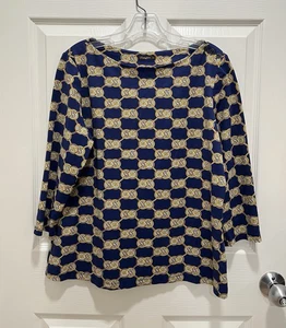 J MCLAUGHLIN Catalina Cloth Wavesong Top Womens XL Blue Gold Geometric - Picture 1 of 9