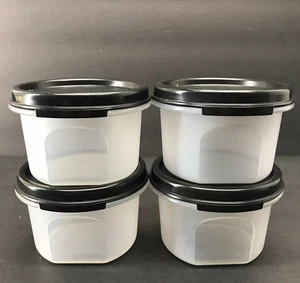 Tupperware Clear Storage Containers Modular Mates Round Set of 4 Black Seals New - Picture 1 of 2