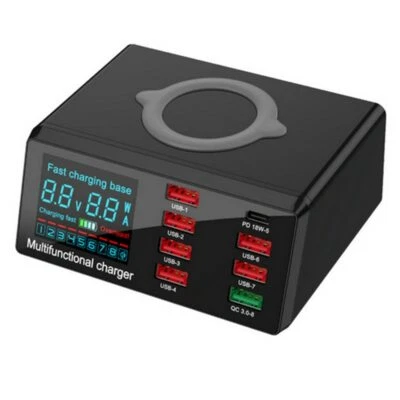 Estación de carga inalámbrica adaptador de pared rápida PD de carga rápida USB C QC 3.0 8 puertos Foto 1 de 4