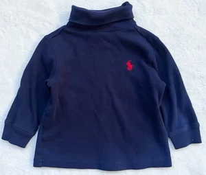 Usado en excelente estado! Camisa Polo Ralph Lauren Manga Larga Cuello Alto Azul Marino Logo Talla 6m - Imagen 1 de 6