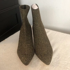 Loeffler Randall Kassidy Black and Gold Glitter Sock Boots 8.5 B NIB - Picture 1 of 7