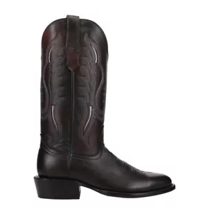 R. Watson Boots Brush Off Medium Embroidered Round Toe Cowboy Mens Black Casual - Picture 1 of 5