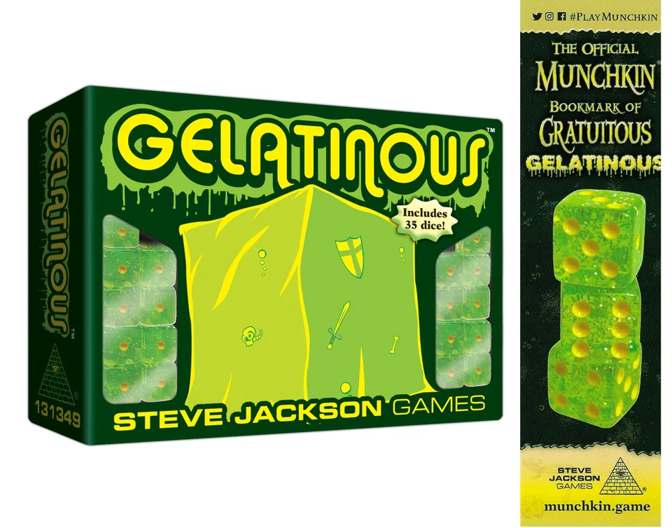 Gelatinous Dice Game w/ Munchkin Gratuitous Gelatinous Promo Bookmark SJG - Image 1 of 4