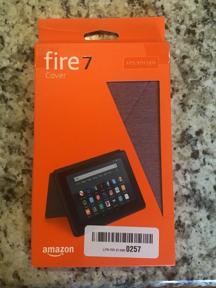 Genuine Amazon Fire 7 Tablet Fabric Protective Cover Case 9th Gen 2019 Plum NEW! - Image 1 of 4