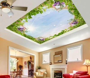 3D Purple Flowers G4193 Ceiling WallPaper Murals Wall Print Decal Deco Erin 2023 - Picture 1 of 5