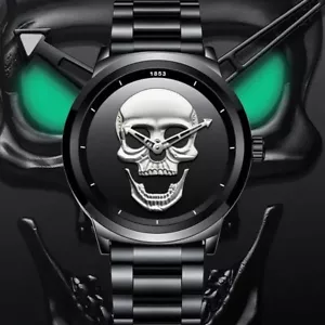 LIGE WATER SKULL SKELETON STAINLESS STAIN BLACK - Picture 1 of 5