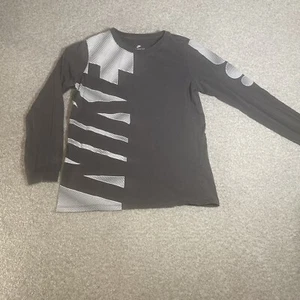 Nike Long Sleeve Cotton Graphic The Nike Tee Size Youth Large Grey Athletic Cut - Picture 1 of 7