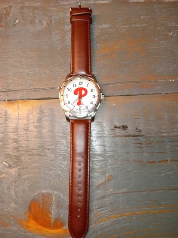 Game Time Philadelphia Phillies Watch Brown Leather Cover