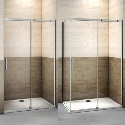 AICA SANITAER GMBH Aica Duschkabine Duschabtrennung 8mm Nano ESG Glas Dusche Schiebetür Duschwand