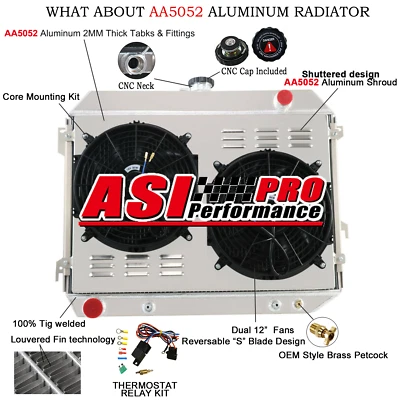 4-Row Radiator Shroud Fan Fit 1968-1974 Dodge Plymouth Mopar Cars 5.6L 6.6L 7.2L Foto 1 de 4