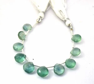 Green Fluorite Faceted Heart Shape Pair Briolettes, Green Color Fluorite Faceted - Picture 1 of 6