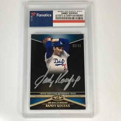 2012 Topps Tier One Sandy Koufax Top Tier Auto TTA-SK Silver Ink 2/10 Fanatics - Image 1 of 4