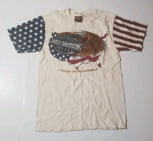 Vintage 90's Harley Davidson AOP Distressed Single Stitch T-Shirt Medium - Picture 1 of 7