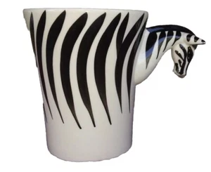 Pier 1 Zebra Mug Cup Black White Handpainted Animal Zoo 16 oz - Picture 1 of 3
