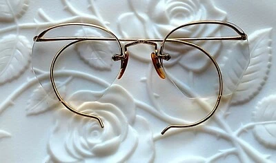 RARO INFANTIL Antigo Colorido Ouro Amarelo 12K Fabricante de Óculos Marca Estojo - Imagem 1 de 4