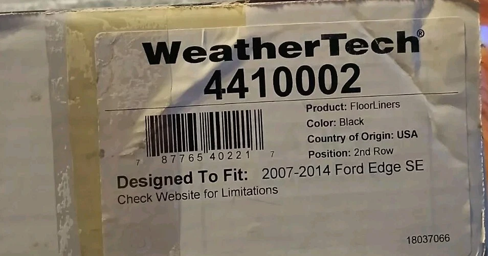 Forro de piso WeatherTech 4410002 para Ford Edge 2007-2014 - segunda fila, negro Foto 1 de 1