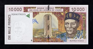 F.C. AFRICA DEL OESTE , BENIN , 10000 FRANCOS 1992 , S/C- ( AUNC ) , P.214Ba . - Imagen 1 de 2