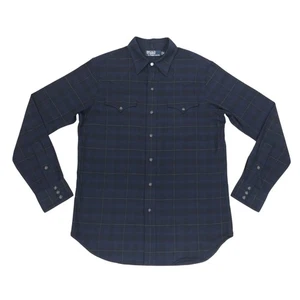 Polo Ralph Lauren Pearl Snap Plaid camicia flanella uomo cotone medio manica lunga - Foto 1 di 9