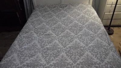 Funda nórdica Pottery Barn jacquard medallón algodón lino reina gris Foto 1 de 4