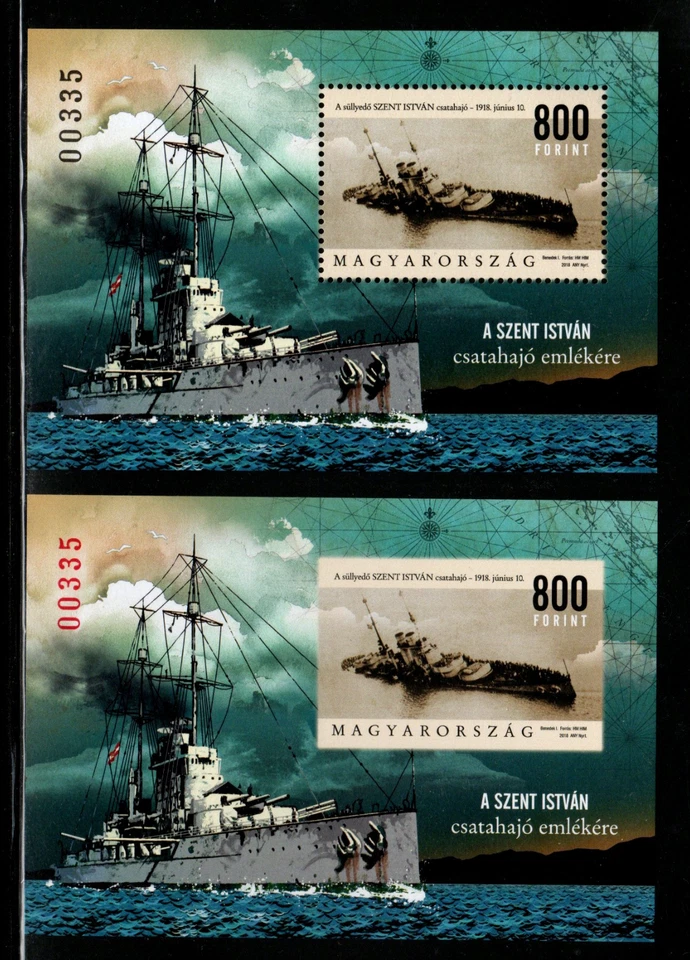 HUNGARY-2018. Perf+Imperf S/S -In Memory of the Battleship Saint Stephen / MNH!! - Image 1 of 1