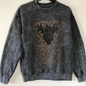 Def Leppard Sweat Shirt Small Grey Band Tee Graphic Black Animal Print Bludgeon - Picture 1 of 4