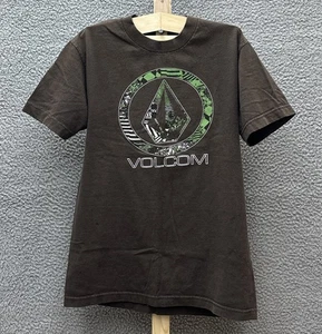 Volcom T-Shirt Womens S Brown Crew Neck Short Sleeve Logo Graphic Print Y2K - Picture 1 of 6