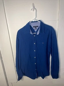 Camisa Tommy Hilfiger Para Hombre L Azul Marino Con Botones Manga Larga Ajuste Personalizado R - Imagen 1 de 10