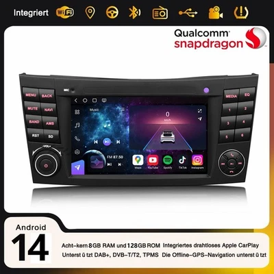 8 Kern 128GB Android 14 Carplay Autoradio GPS 4G Mercedes E/CLS Klasse W211 W219 - Bild 1 von 4