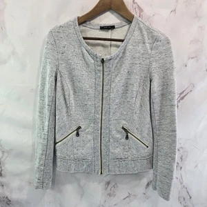 Anthropologie Jacket Womens Small Light Gray Sweatshirt Full Zip Lightweight - Picture 1 of 10