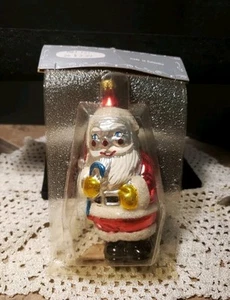 Mundgeblasenes Glas Weihnachtsmann mit Zuckerstangen Ornament. Traditional Columbia Neu in OVP Weihnachten - Bild 1 von 11