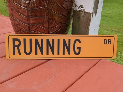 Running Dr Street Yellow Sign 4 x 18" Metal Novelty outdoor sport track & field  - Image 1 of 4