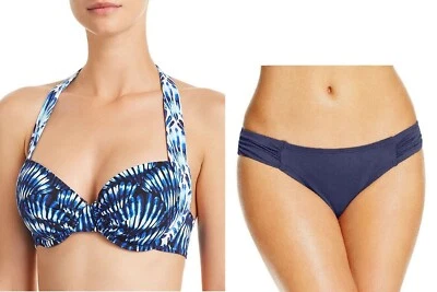 Tommy Bahama Navy 32C Cup S Halter UW Bra & Side Tab Hipster Bikini Swimsuit NWT - Image 1 of 4