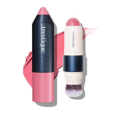 trestique Blush Stick, Vegan Blush Stick With Built-In Brush New Delhi Lotus - Image 1 of 4