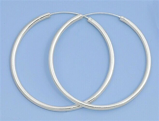 Continuous Hoop Earrings Sterling Silver 925 Thickness 2.5 mm Diameter 50 mm - Image 1 of 1
