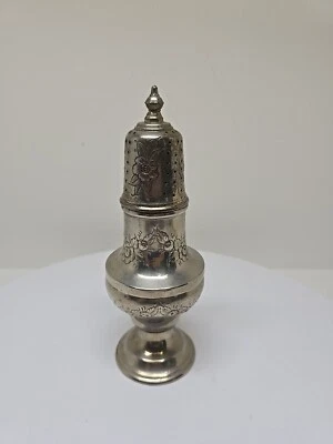 Antiguo plato de plata con forma de balaustre coctelera de azúcar con motivo floral D37 Foto 1 de 4