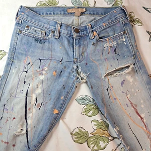 Vintage Abercrombie & Fitch Madison Flare Jeans Custom Paint Distressed Size 0S - Picture 1 of 17